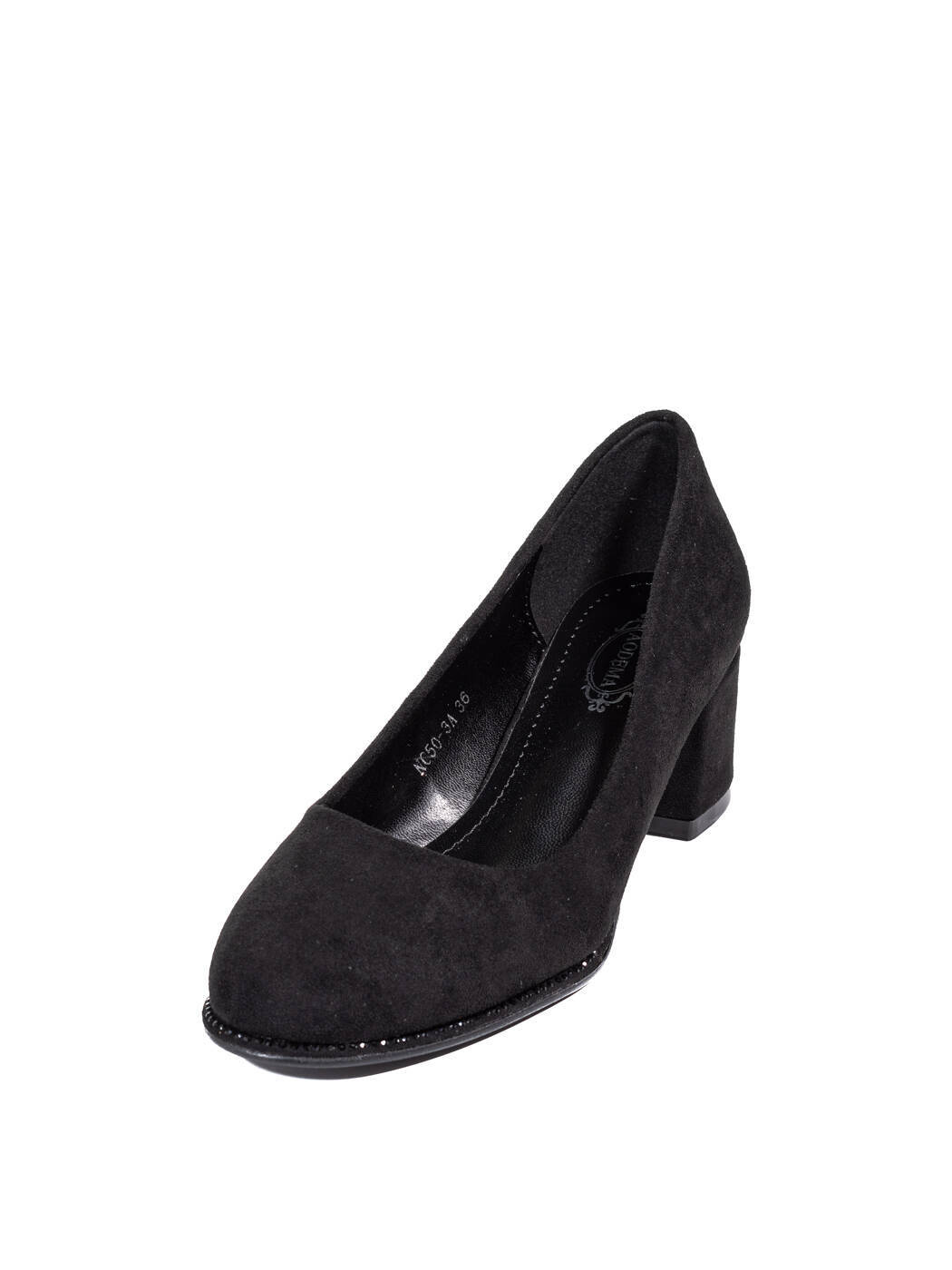 Туфли женские черные экозамша каблук устойчивый демисезон AM вид 2