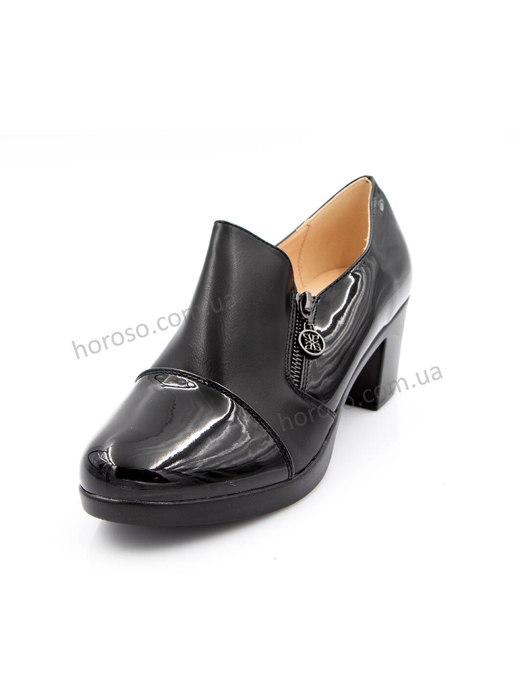 Туфли женские черные экокожа каблук устойчивый демисезон 170-5_M вид 0