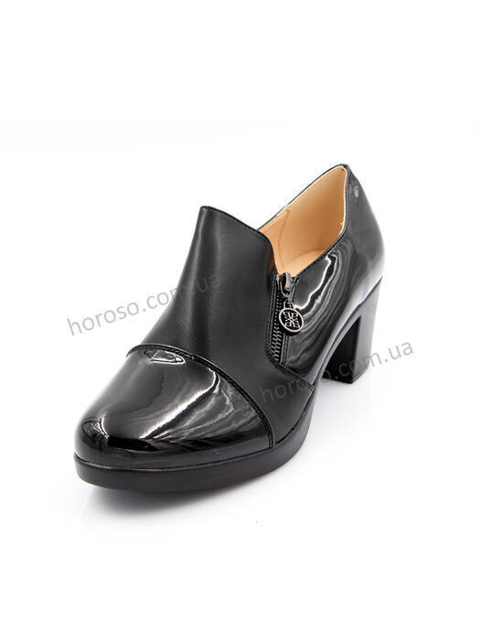 Туфли женские черные экокожа каблук устойчивый демисезон 170-5_M вид 0