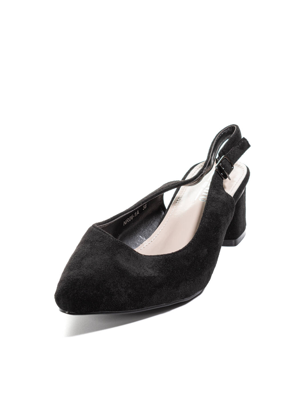 Туфли женские черные экозамша каблук устойчивый лето от производителя AM вид 2