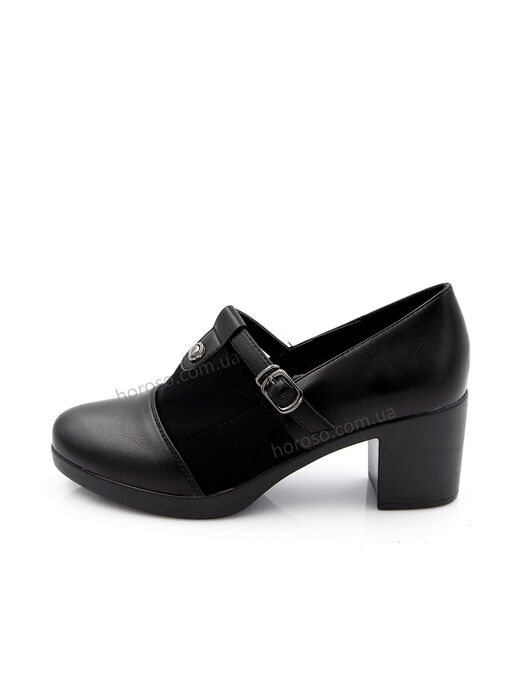 Туфли женские черные экокожа каблук устойчивый демисезон 5M