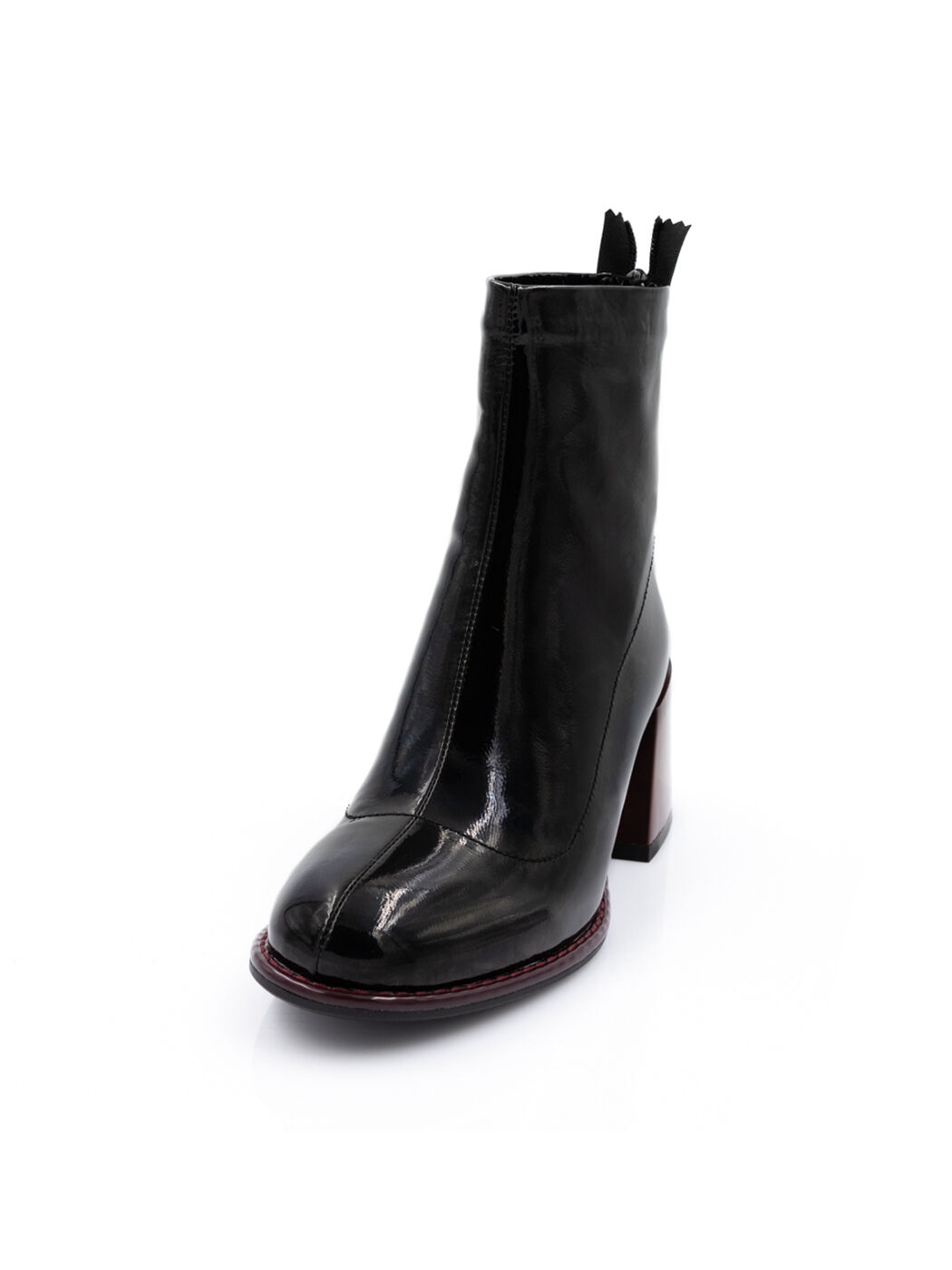 Ботинки женские черные искусственный лак каблук устойчивый демисезон вид 0