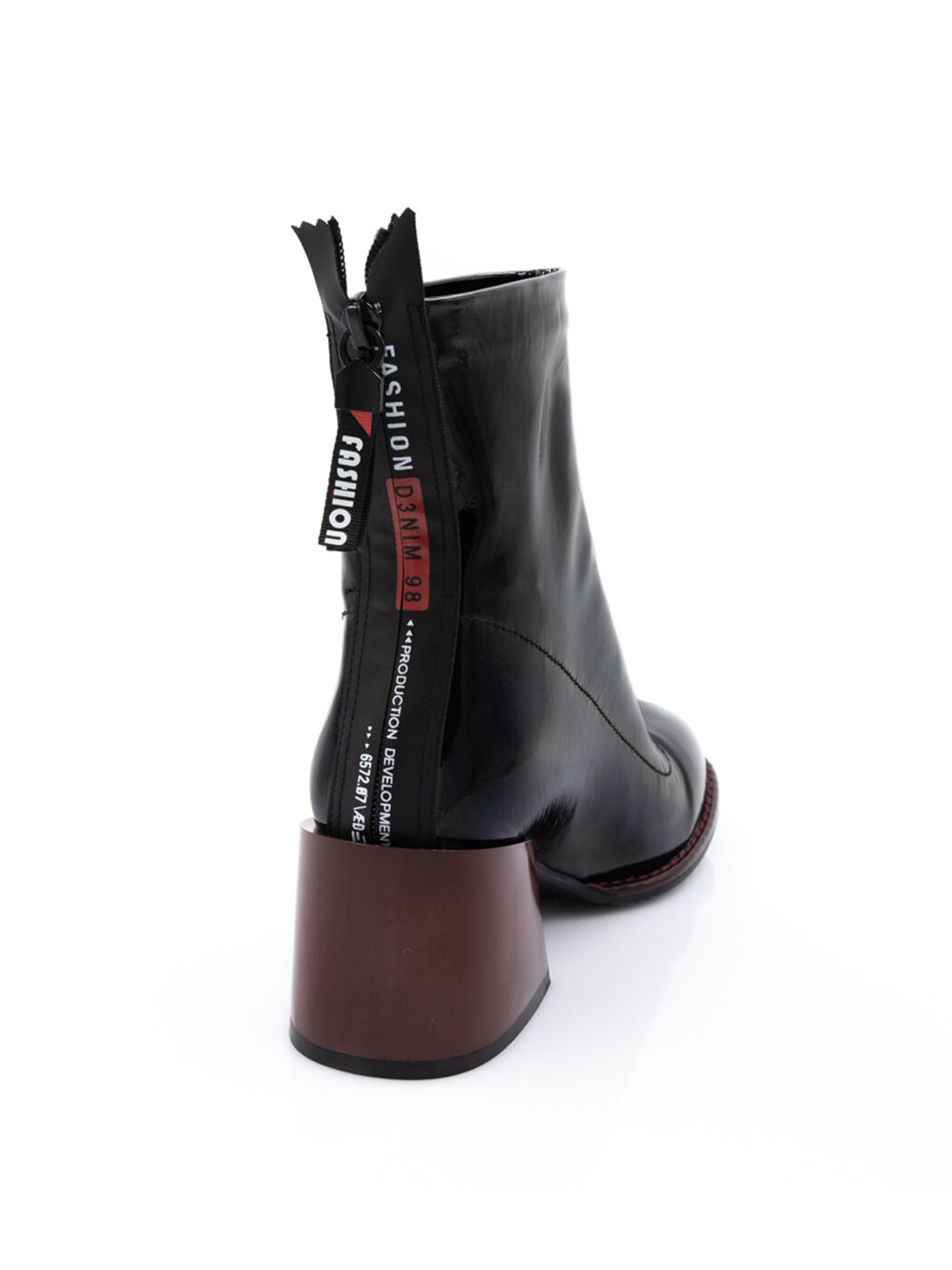 Ботинки женские черные искусственный лак каблук устойчивый демисезон вид 1