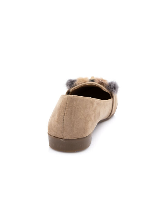 Туфли женские бежевые экозамша каблук устойчивый демисезон вид 1