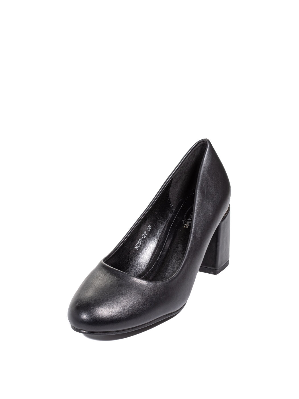 Туфли женские черные экокожа каблук устойчивый демисезон EM вид 1