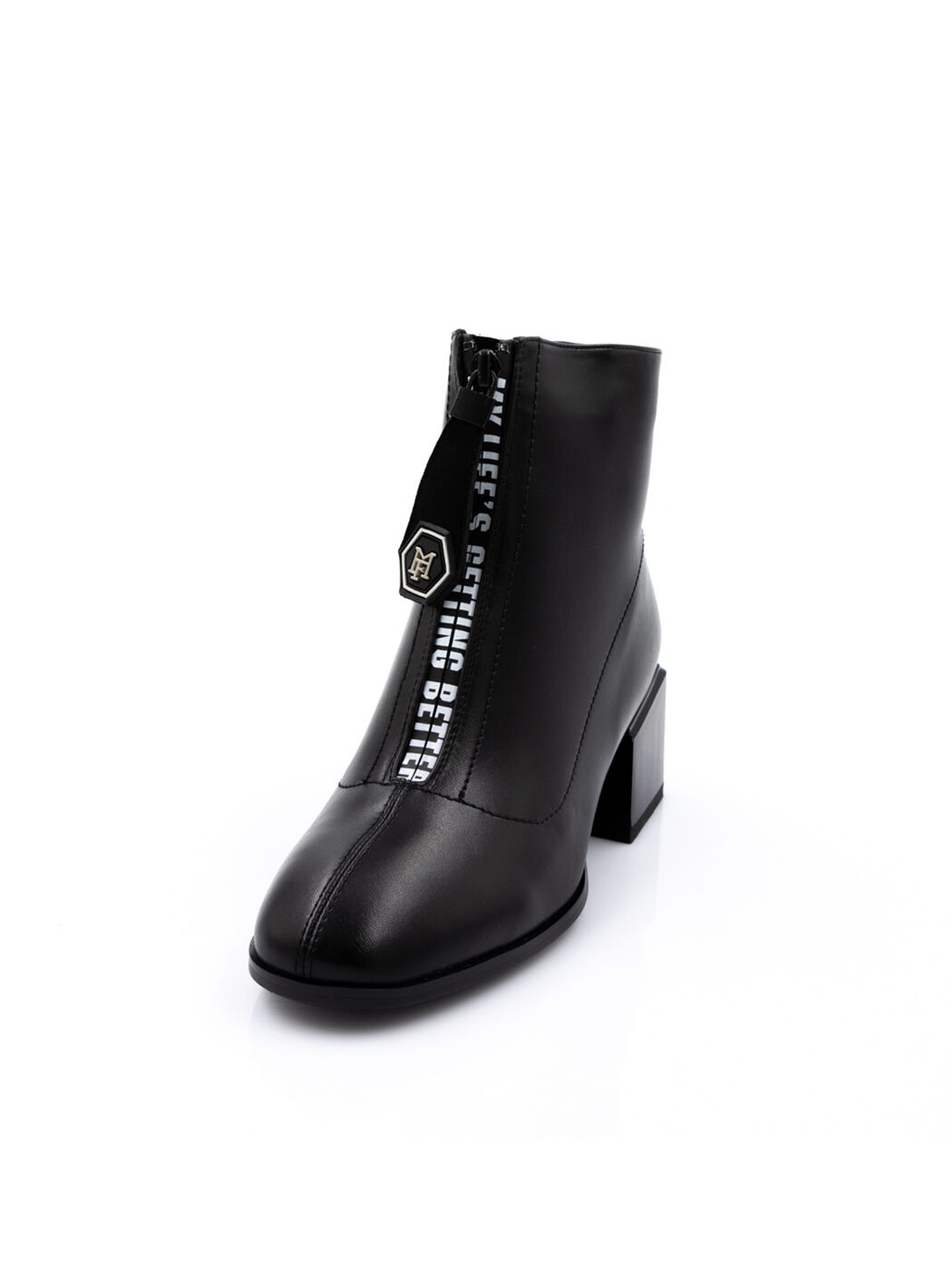 Ботинки женские черные экокожа каблук устойчивый демисезон вид 0