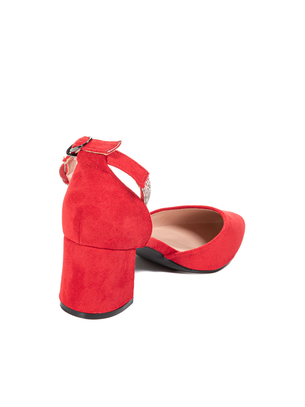 Туфли лодочки женские красные экозамша каблук устойчивый лето 1-red-M вид 2