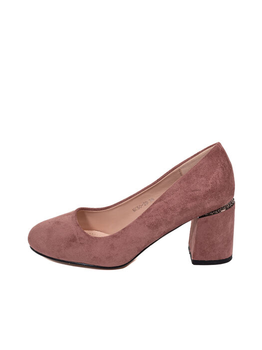 Туфли женские розовые экозамша каблук устойчивый демисезон DM
