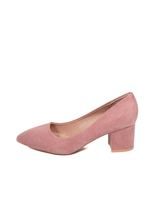 Туфлі жіночі рожеві екозамша каблук стійкий демісезон від виробника CM