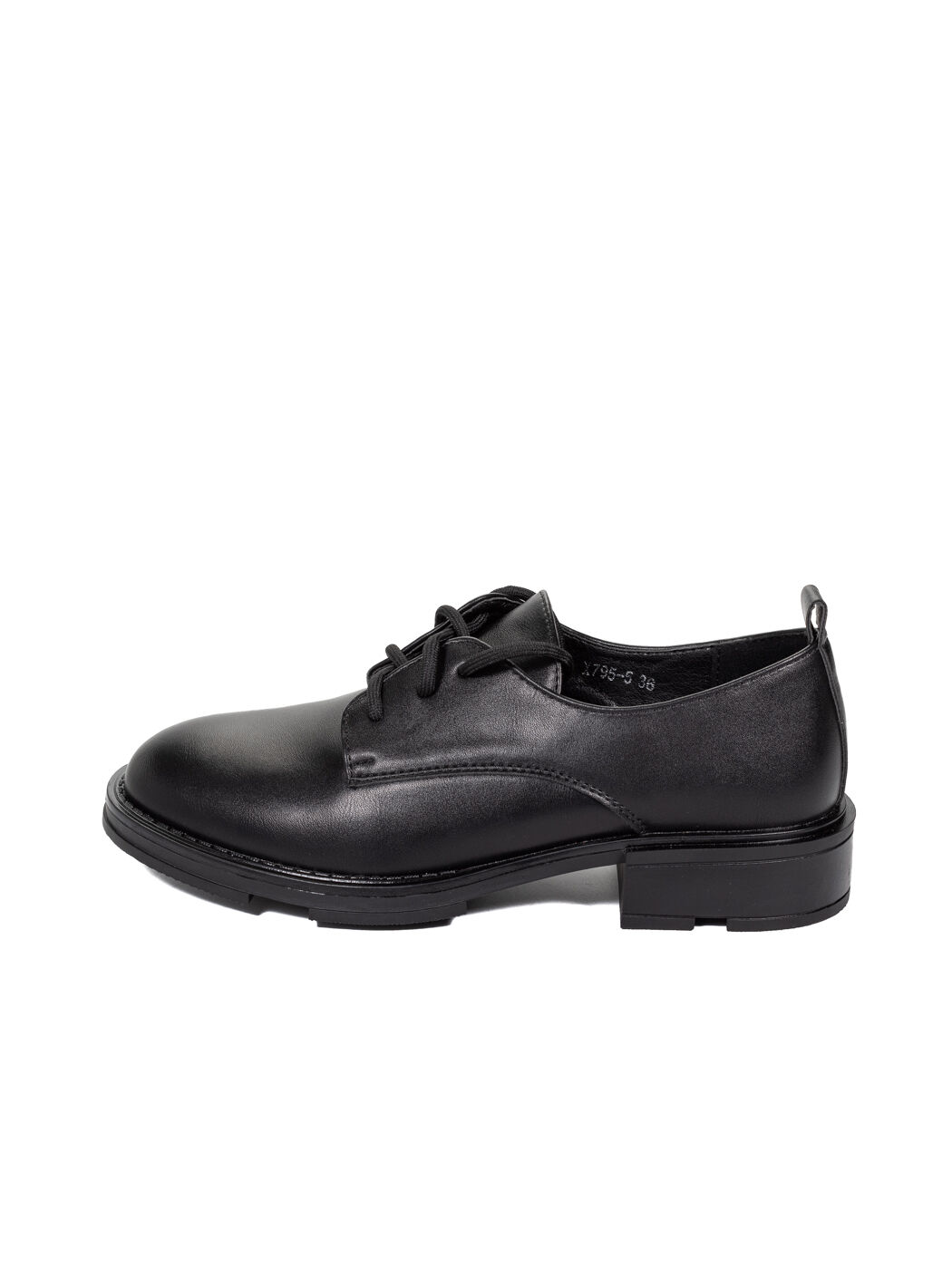 Туфли Oxfords женские черные экокожа каблук устойчивый демисезон 5M
