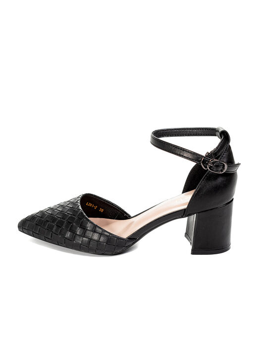 Туфлі човники жіночі чорні екошкіра каблук стійкий літо 2-black-M