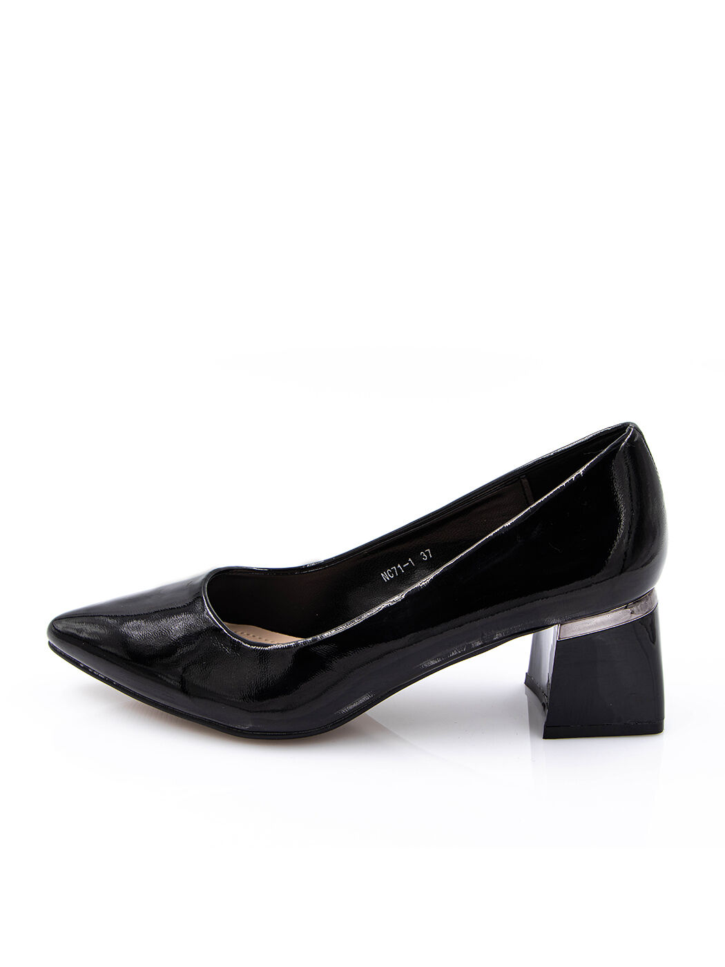 Туфли женские черные искусственный лак каблук устойчивый демисезон от производителя 1M