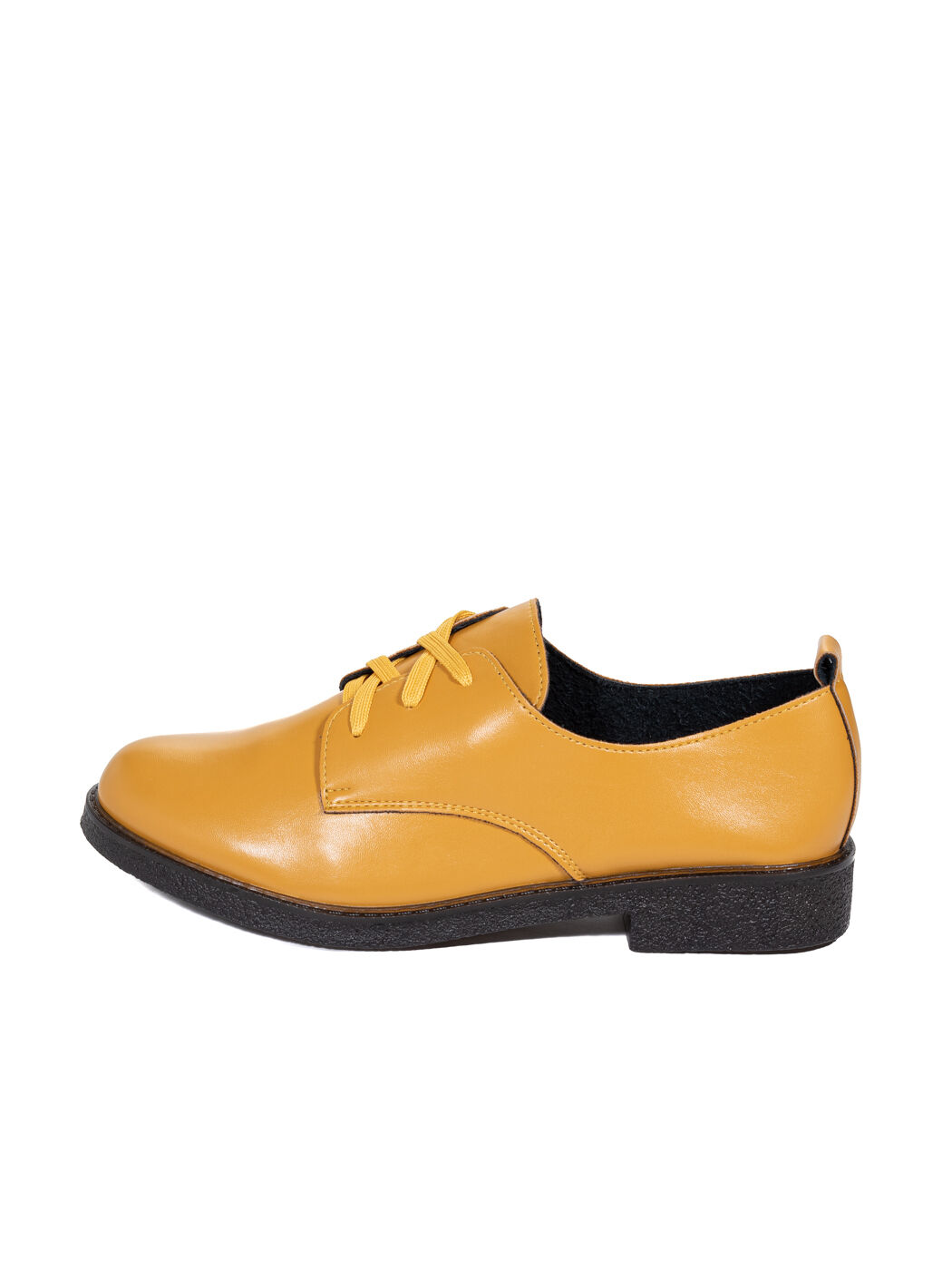 Туфли Oxfords женские жёлтые экокожа каблук устойчивый демисезон 3M