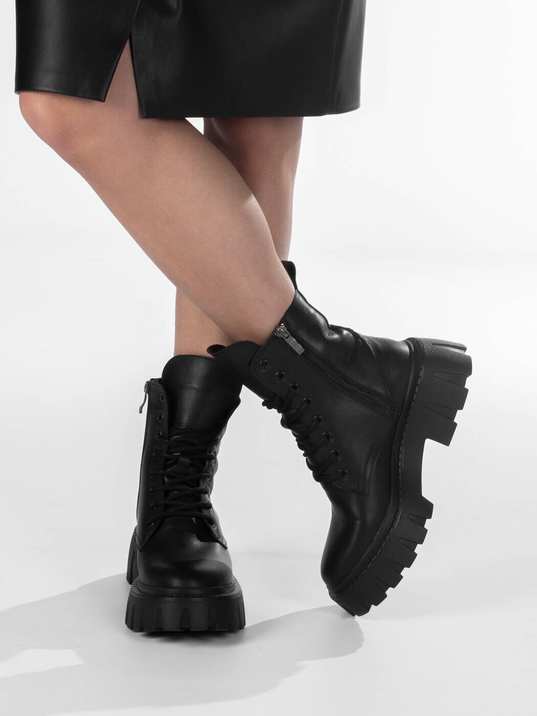 Ботинки женские черные кожа зима black-M