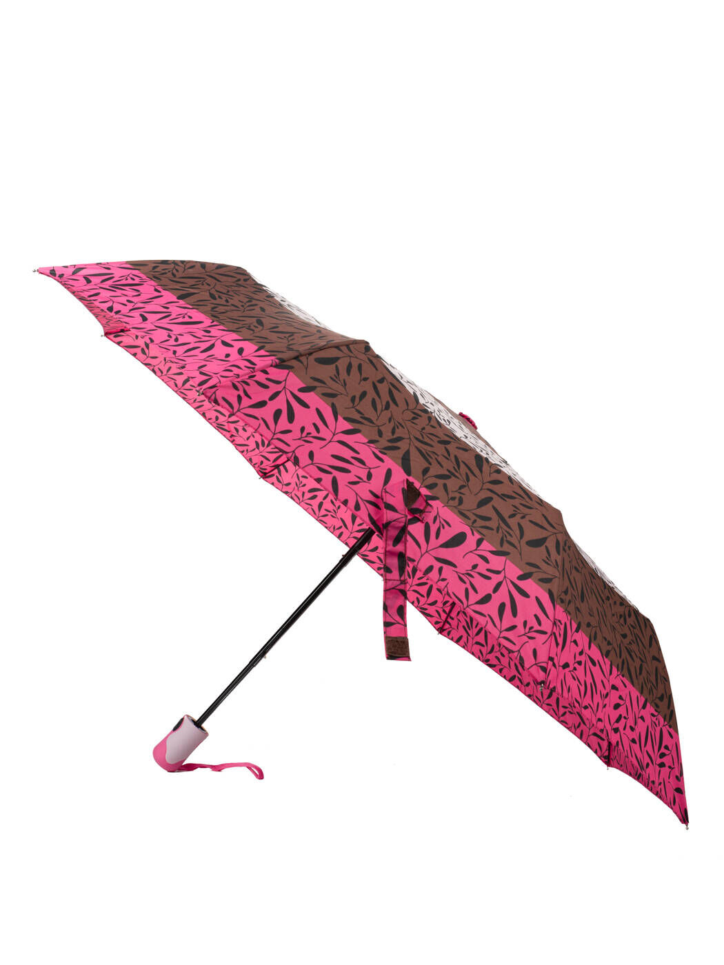 Зонт женский розовый лист полуавтомат
