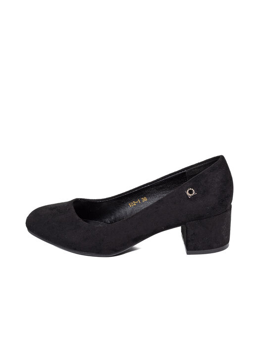 Туфли женские чёрные экозамша каблук устойчивый демисезон 1M