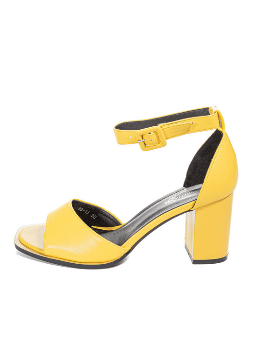 Босоніжки жіночі жовті екошкіра каблук стійкий літо JM